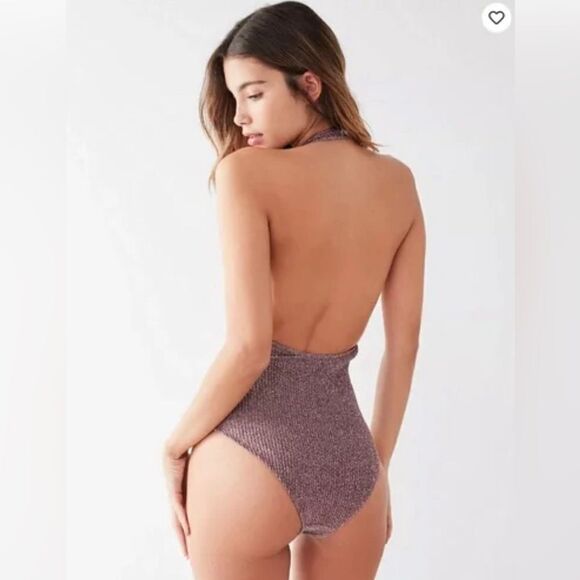 Out From Under Urban Outfitters Brooke Shimmer Halter Bodysuit - Picture 2 of 10